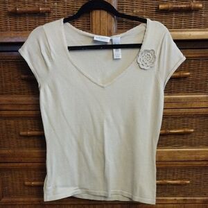 Villager Cream V-Neck Women's Top